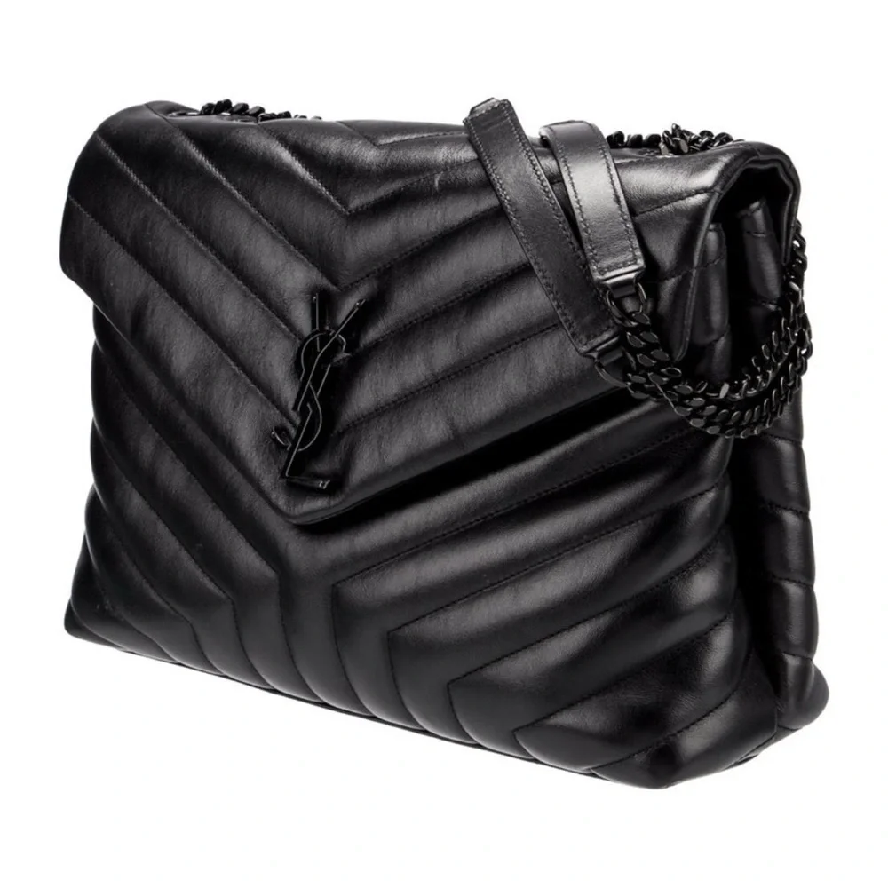 AUTHENTIC  Yves Saint Laurent Black LouLou medium Shoulder Bag /dust bag - Picture 7 of 11